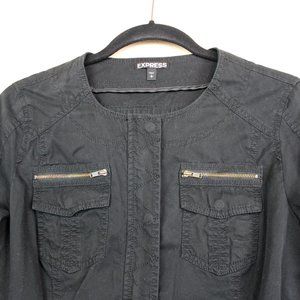 ✨ Closet Refresh - Express Black Moto Jacket w/ Zip Chest Pockets Size S